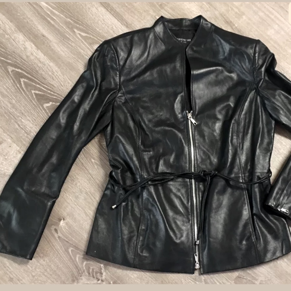 Lafayette 148 Black Leather Jacket Size 12